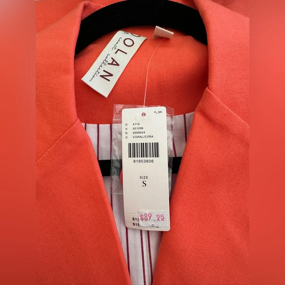 NWT Anthropologie Dolan Linen Boyfriend Blazer in Coral, Size S